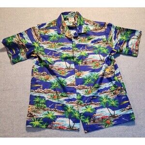 Mens Kalena Fashions of Hawaii Hawaiian Button Up Shirt Size L